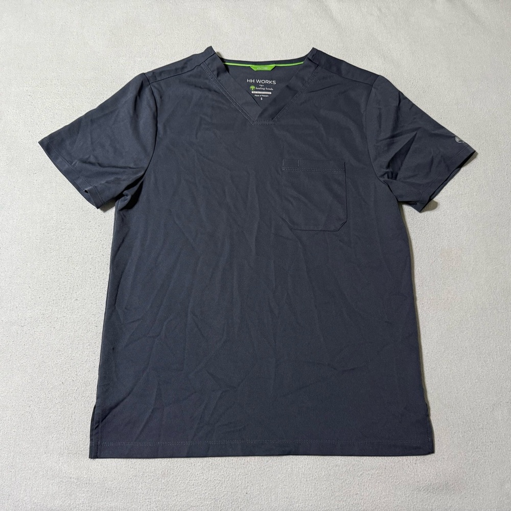 Mason HH Works By Healing‎ Hands Scrub Top Shirt Nurse Medical Gray Mens Small